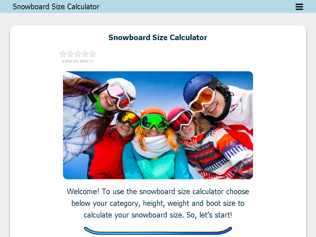 Snowboard Size Calculator  Directory