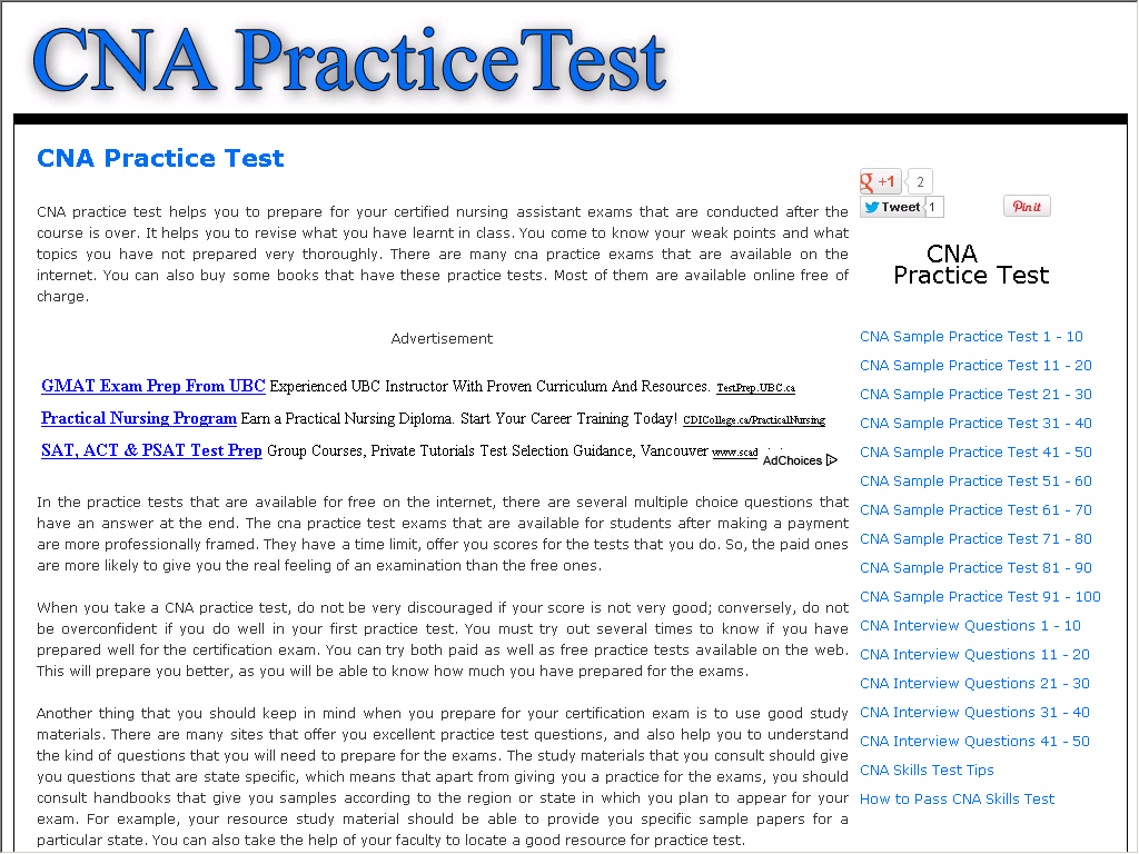 Free Printable Cna Practice Test With Answers