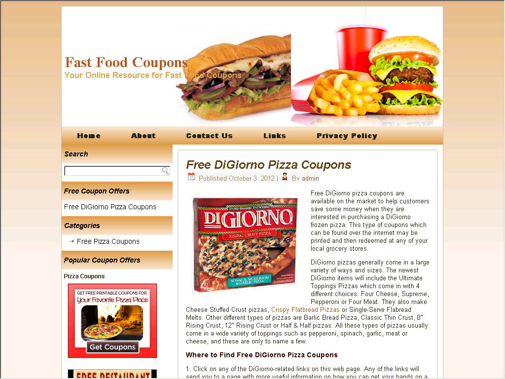 Free DiGiorno Pizza Coupons Web Directory